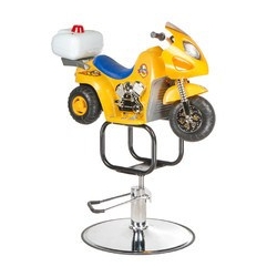 Dziecięcy fotel fryzjerski Moto BW-604 żółty
